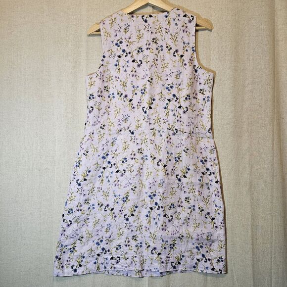 J Jill Love Linen Lilac Purple Floral Shift Dress Romantic Pockets Small Petite - Picture 10 of 12